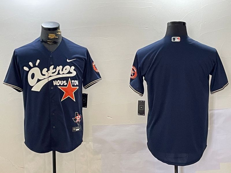 Men Houston Astros Blank Blue Second generation joint name Nike 2024 MLB Jersey style 1